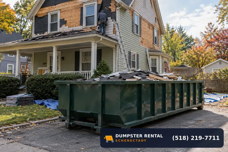 20 Yard dumpster in use at a residential or commercial job in Schenectady, NY