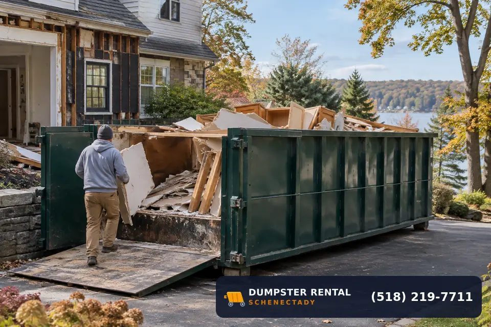 30 Yard dumpster in use at a residential or commercial job in Schenectady, NY