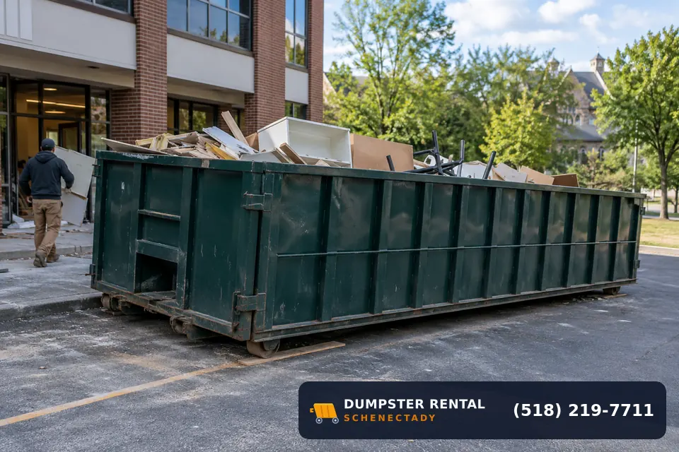 40 Yard dumpster in use at a residential or commercial job in Schenectady, NY