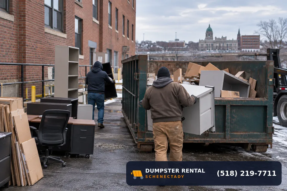 Business Cleanout dumpster in use at a residential or commercial job in Schenectady, NY