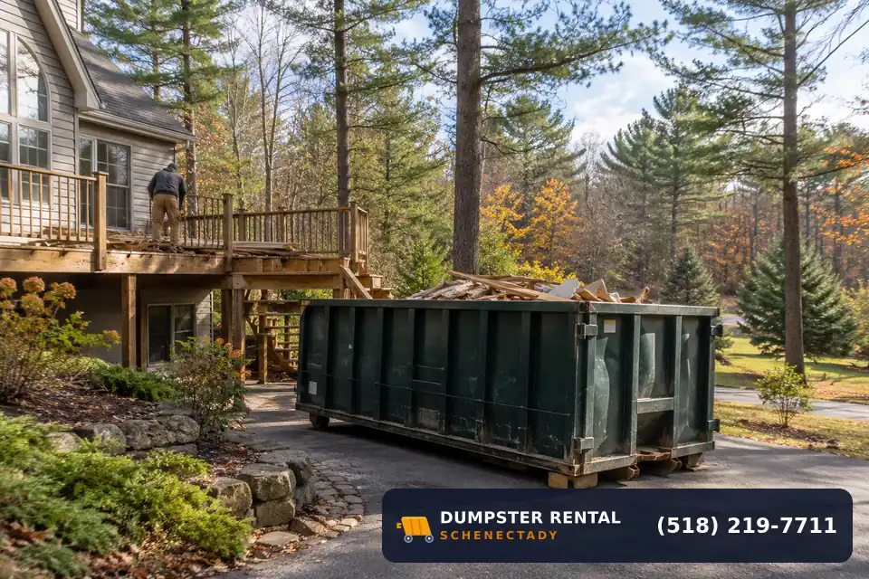 Roll-off dumpster rental at a local cleanup project in Burnt Hills NY