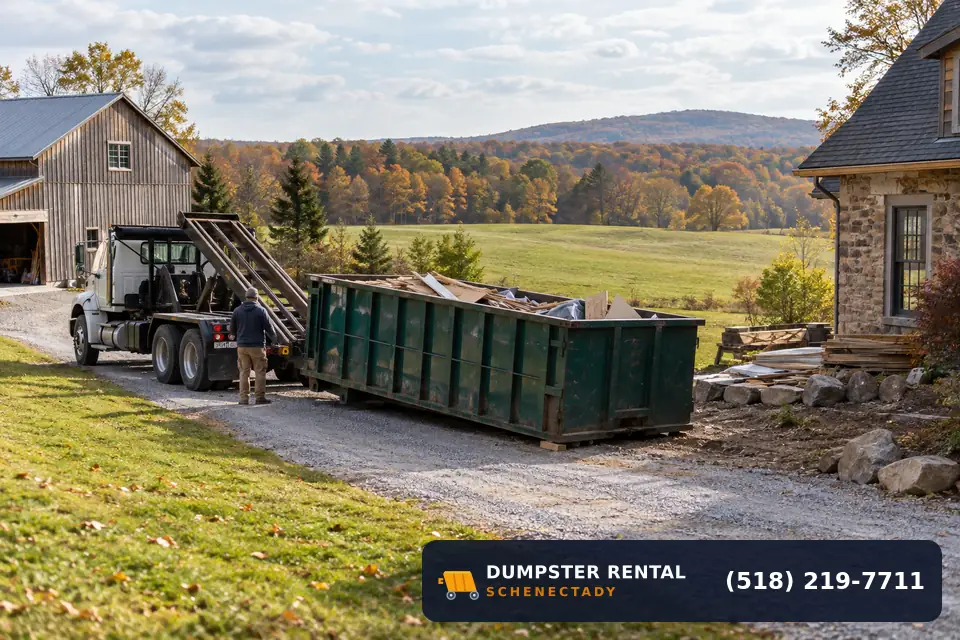Roll-off dumpster rental at a local cleanup project in Duanesburg NY