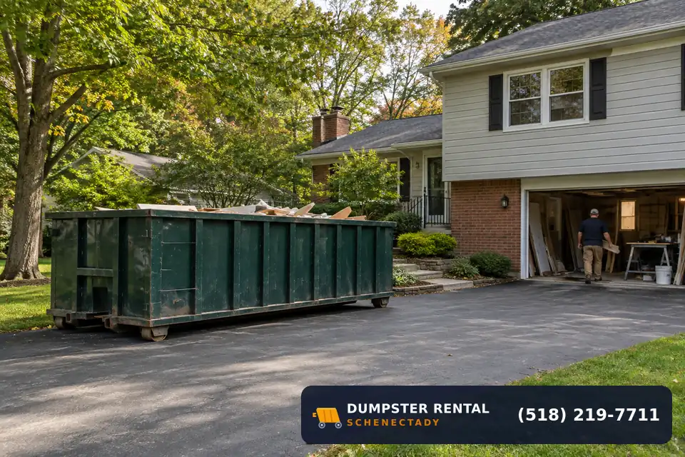 Roll-off dumpster rental at a local cleanup project in Glenville NY