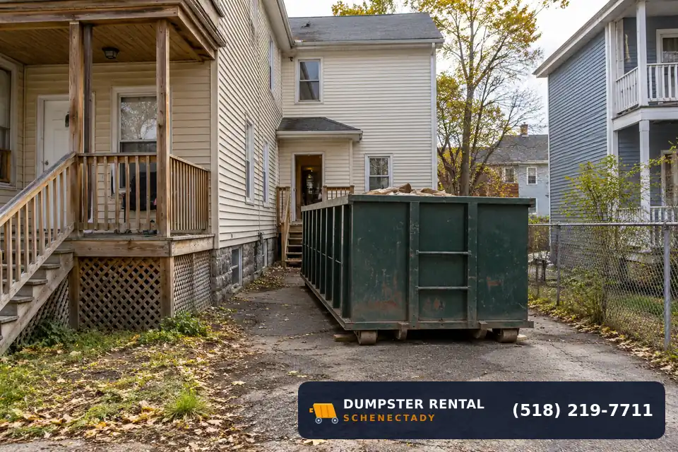 Roll-off dumpster rental at a local cleanup project in Mont Pleasant, Schenectady, NY