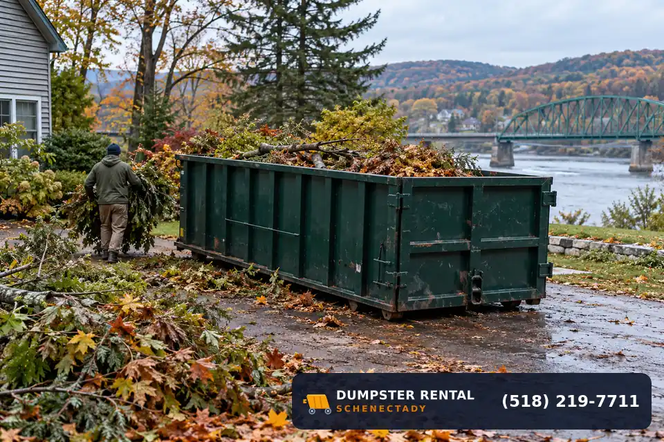 Roll-off dumpster rental at a local cleanup project in Rotterdam Junction NY